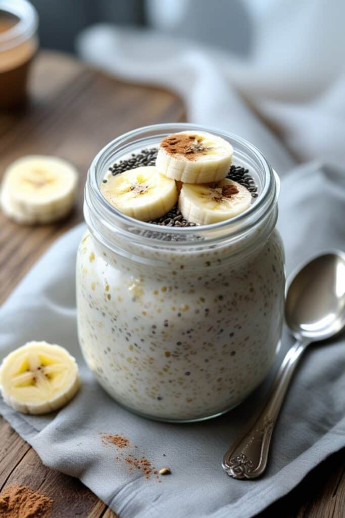weight watchers overnight oats recipe 4 weight watchers overnight oats recipe in mason jar with banana and chia seeds