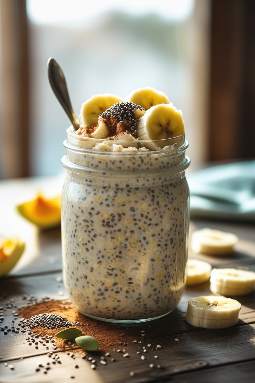 weight watchers overnight oats recipe 2 weight watchers overnight oats recipe in mason jar with banana and chia seeds