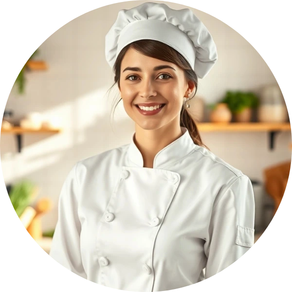 Woman preparing easy home-cooked meals beside oven and cupcakes on tray