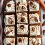 10 Easy Easter Dessert Recipes 7 Moist carrot cake bars topped with cream cheese frosting and cinnamon
