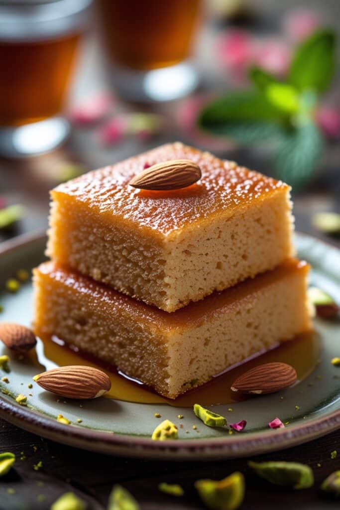 Middle Eastern Desserts 10 Mixing basbousa batter