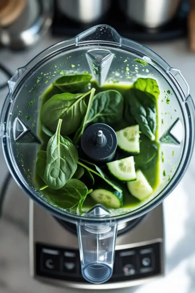 Blending green juice at home