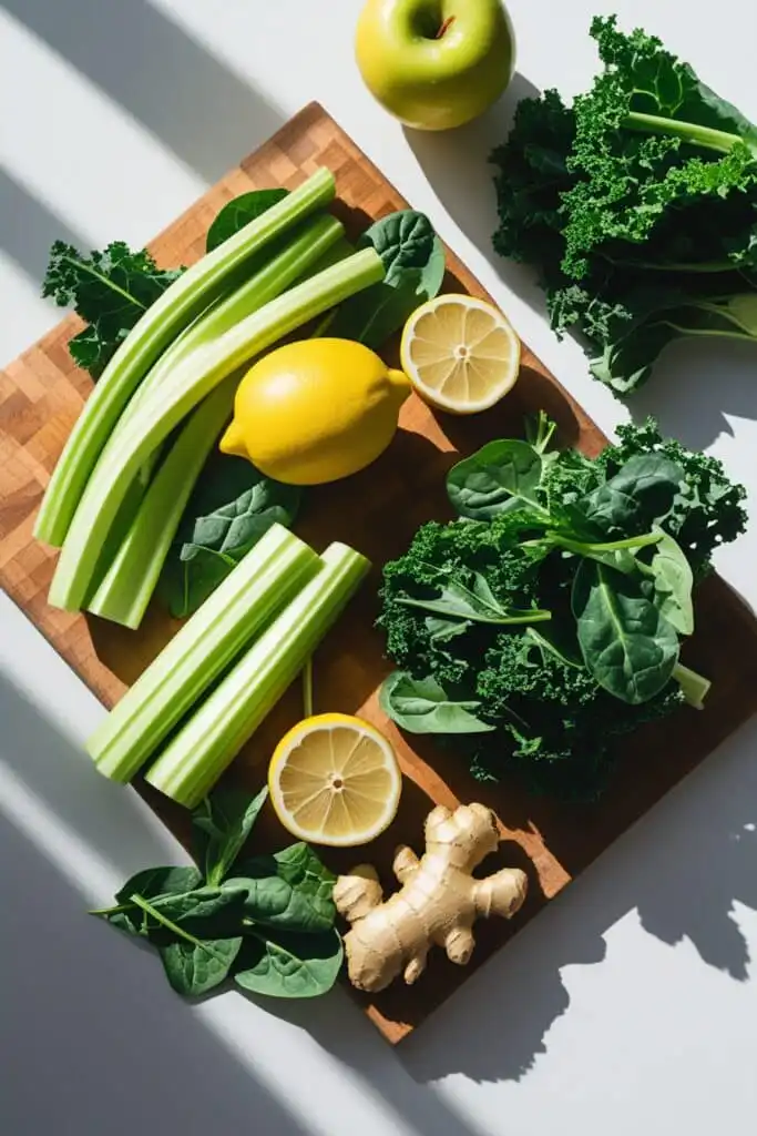 Ingredients for cleanse green juice recipe