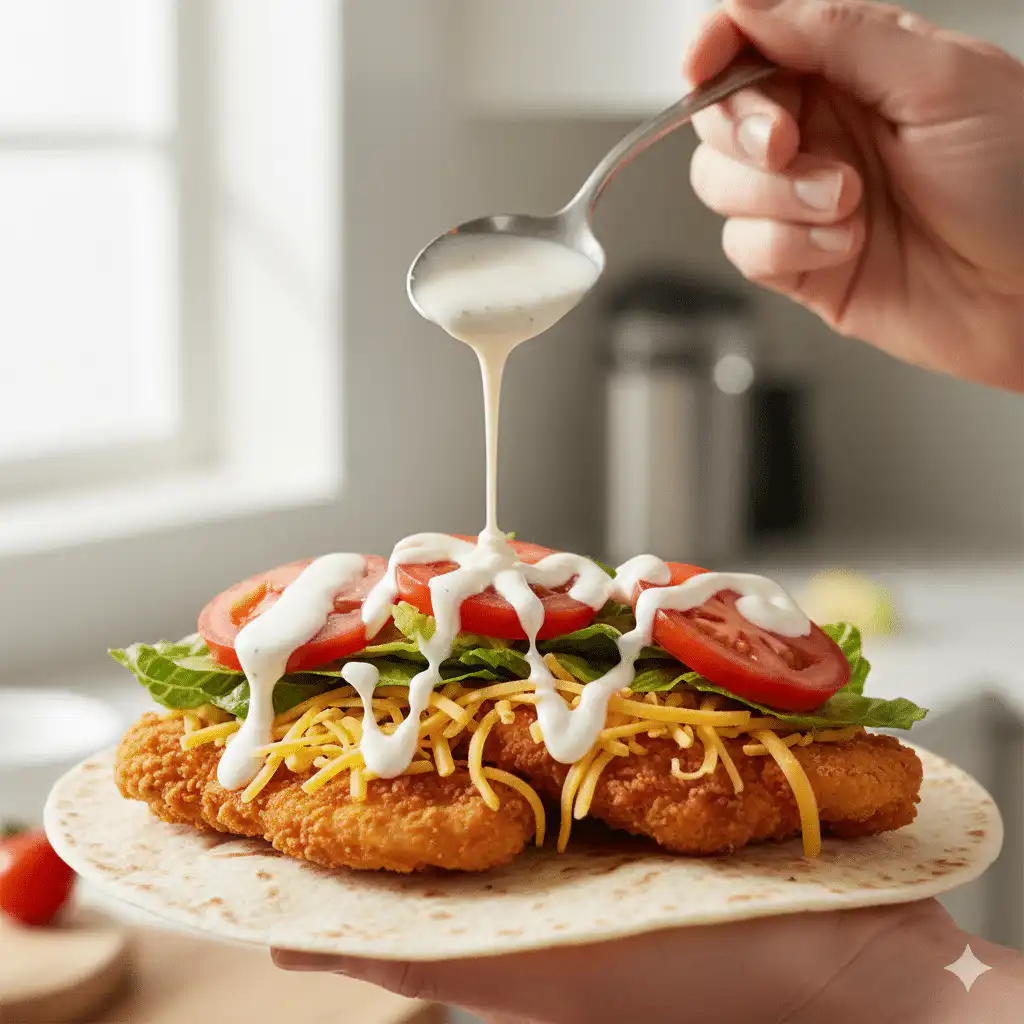 assembling chicken tender wraps 1