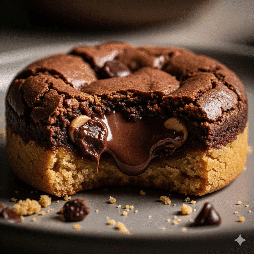 Brownie and cookie batters layered into a baking pan