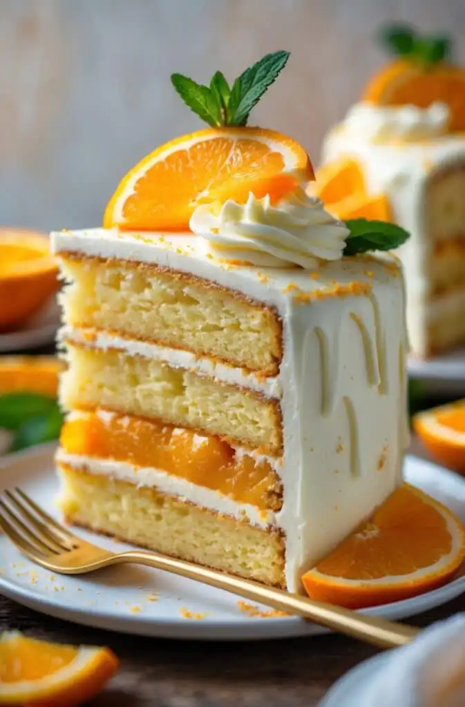 Simple styled cake orange creamsicle for recipe card