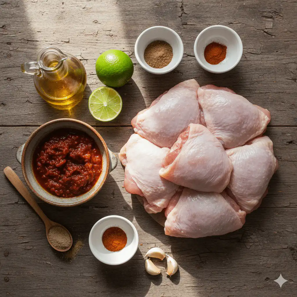 chipotle chicken recipe ingredients laid out on table