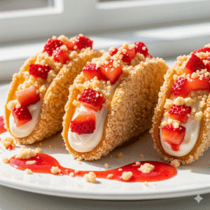 Strawberry Crunch Cheesecake Tacos – easy no bake dessert