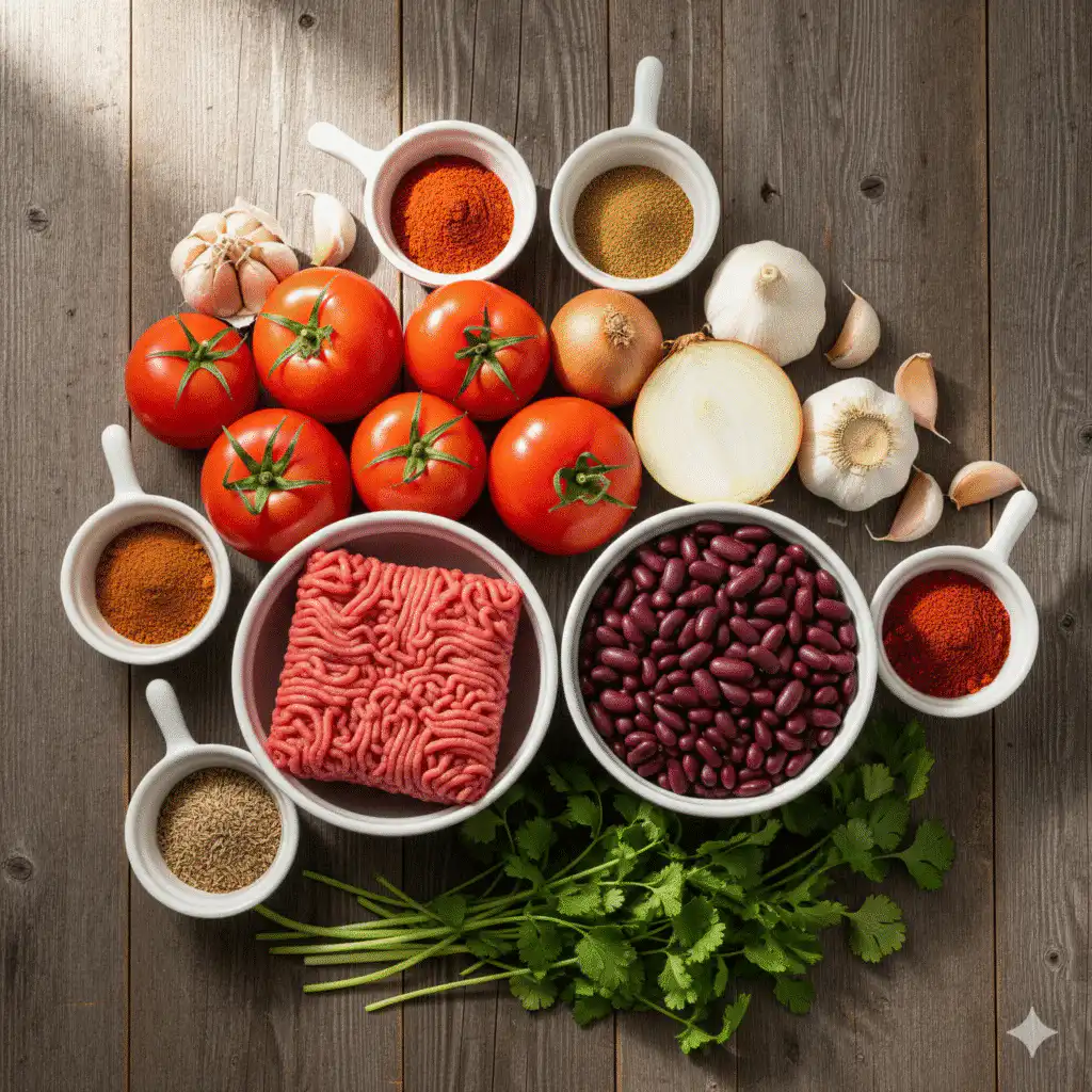 Fresh ingredients for The Coziest Chili Recipe