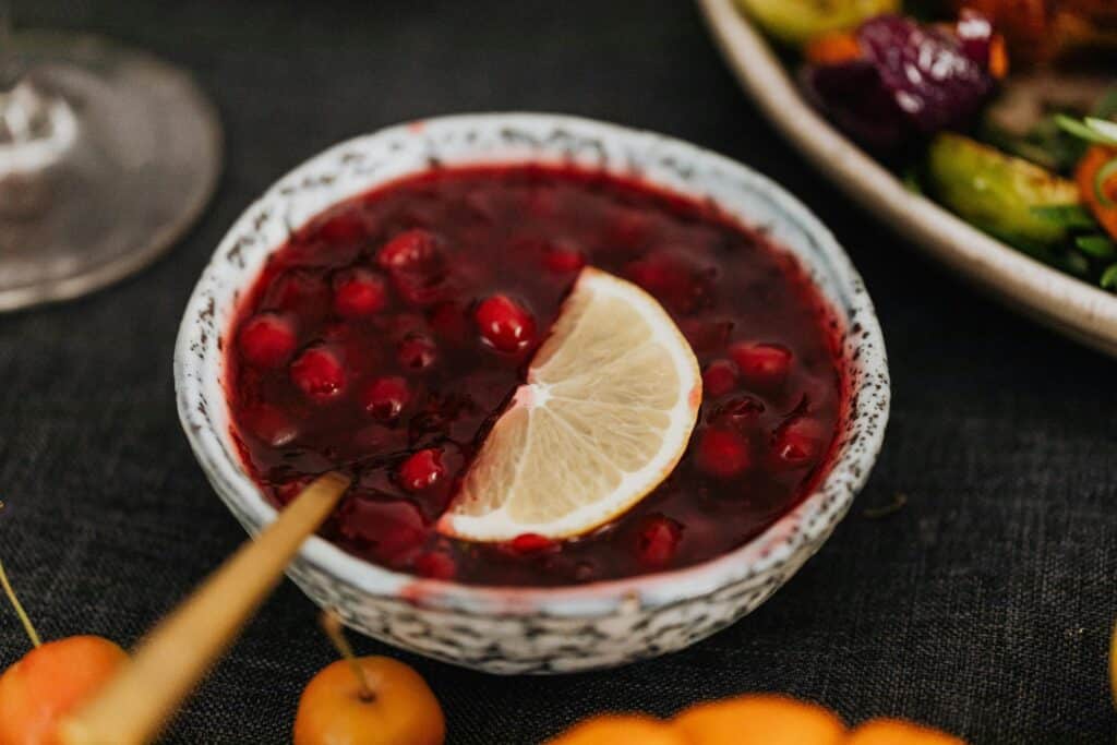 Canned cranberry sauce on a holiday table