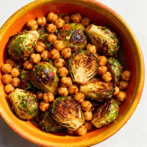 Roasted Brussels Sprouts Balsamic in serving bowl
