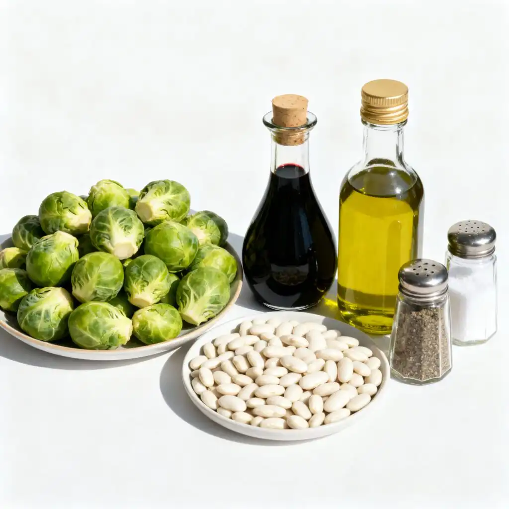 Ingredients for roasted Brussels sprouts balsamic