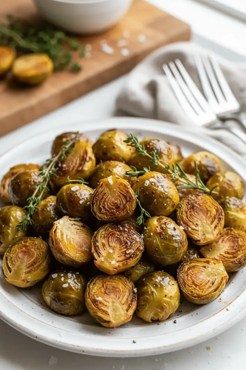 Roasted Brussels Sprouts Balsamic in serving bowl