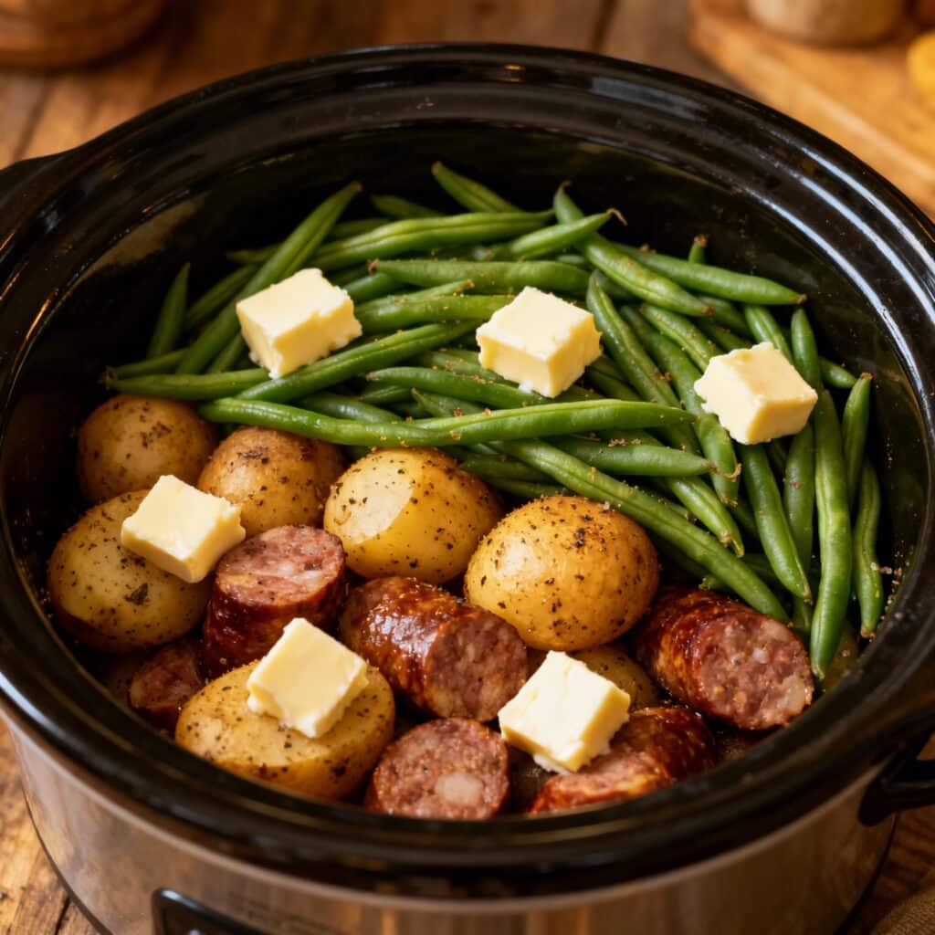swamp potatoes recipe served with cornbread