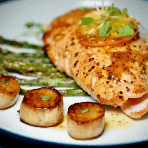 Completed Gourmet Plant-Based Scallops with King Oyster Mushrooms