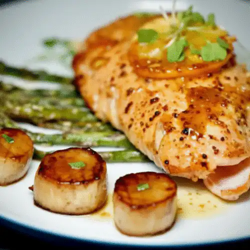 Completed Gourmet Plant-Based Scallops with King Oyster Mushrooms