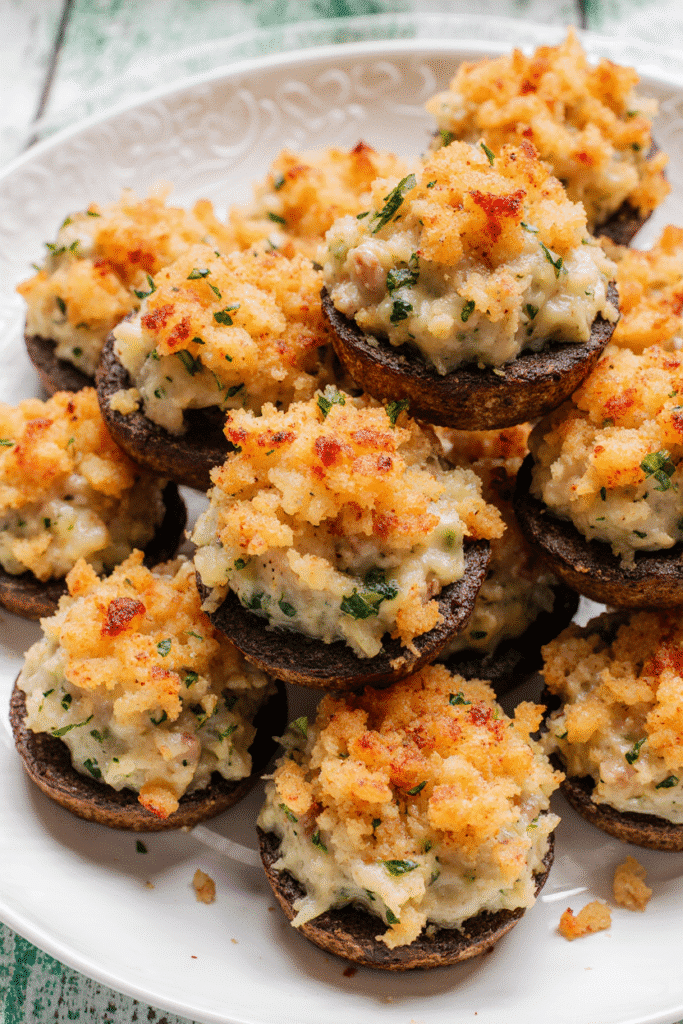 A bowl of sausage and cheese mixture for stuffing mushrooms.