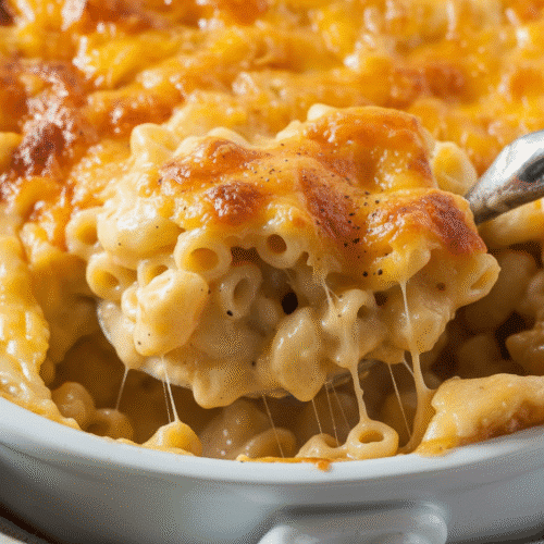 The ULTIMATE Baked Macaroni and Cheese casserole with golden crust