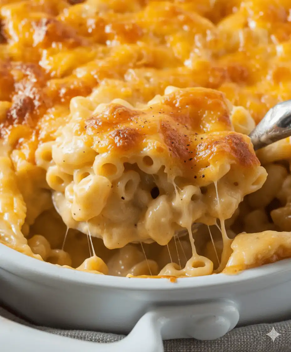 The ULTIMATE Baked Macaroni and Cheese casserole with golden crust