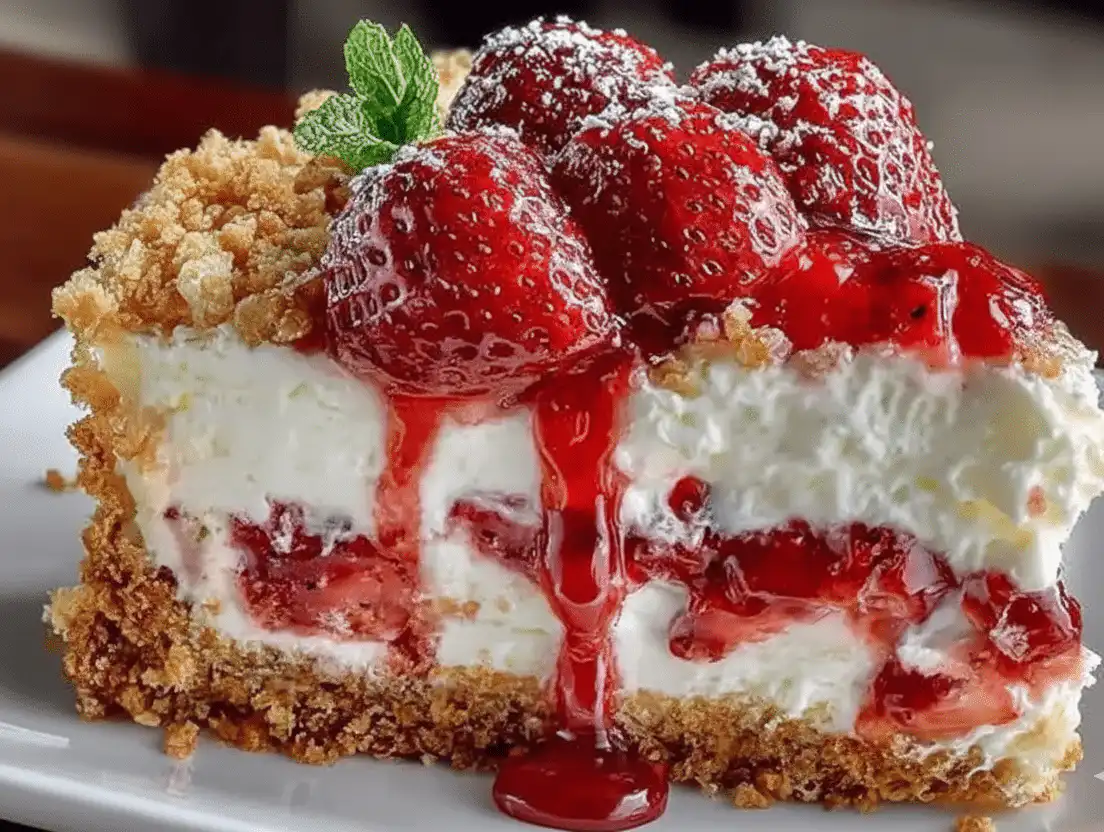 Delicious strawberry crunch cheesecake tacos served on a plate recipe card