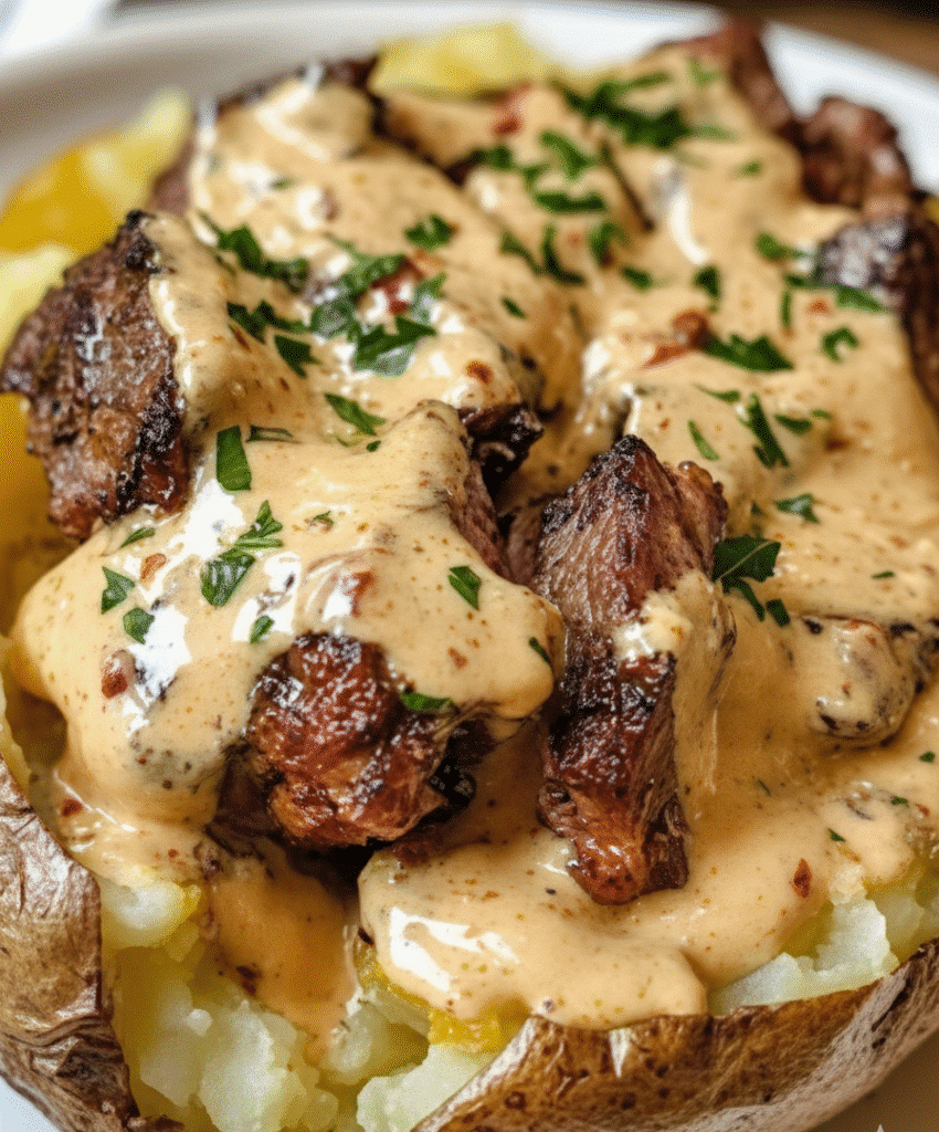 Loaded Baked Potato with Steak Bites