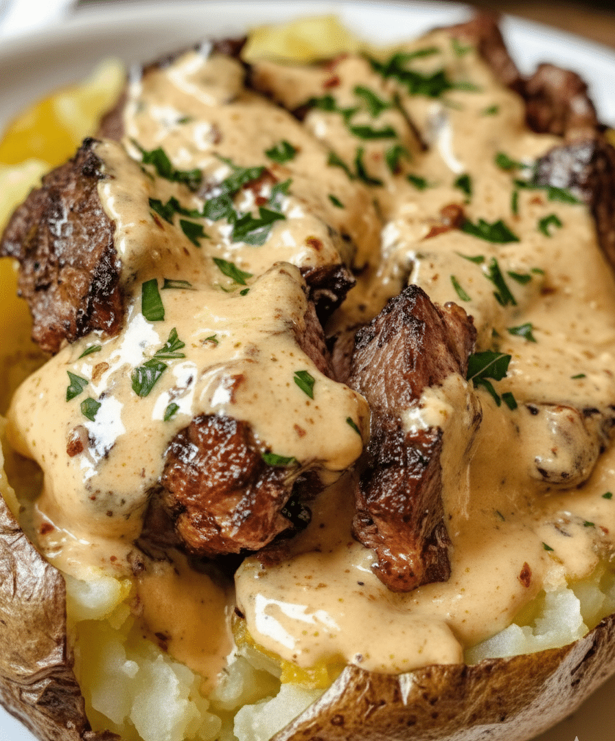 Loaded Baked Potato with Steak Bites