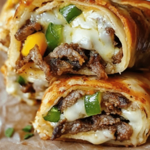 Delicious keto Philly cheesesteak rolls served on a plate.