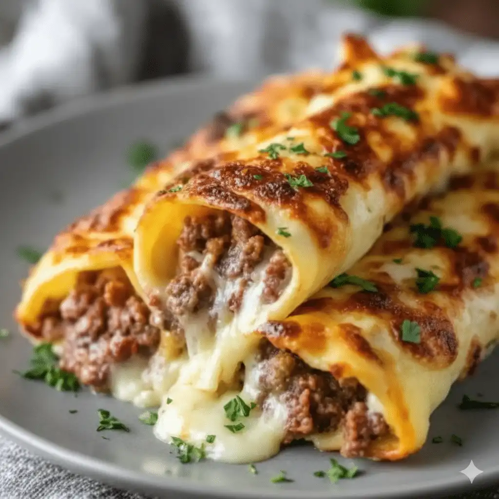 Delicious keto Philly cheesesteak rolls served on a plate.