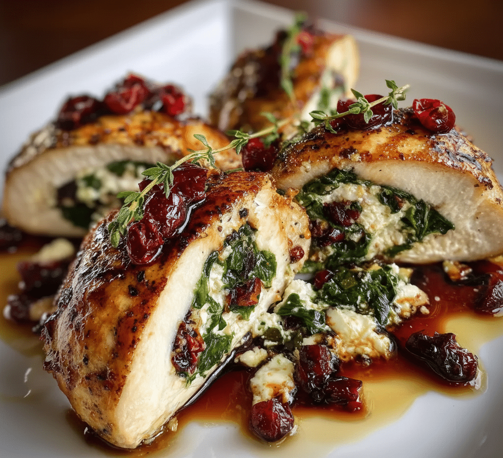 Spinach & Cranberry Stuffed Chicken Breasts