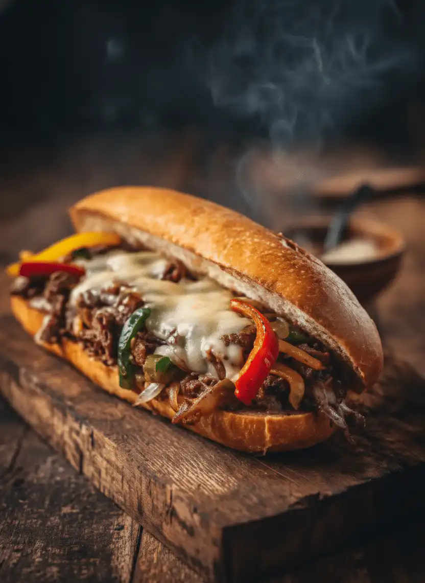 Delicious Ground Beef Philly Cheesesteaks topped with melted cheese and sautéed onions
