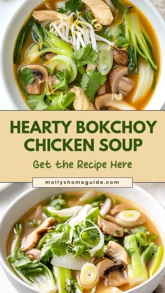 Bowl of Bok Choy Chicken Soup with fresh ingredients