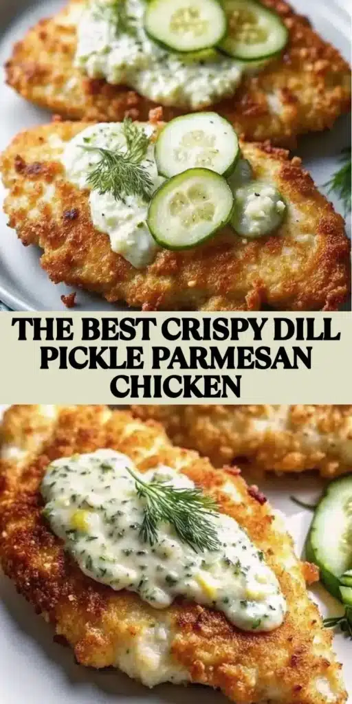 Crispy dill pickle parmesan chicken served on a plate