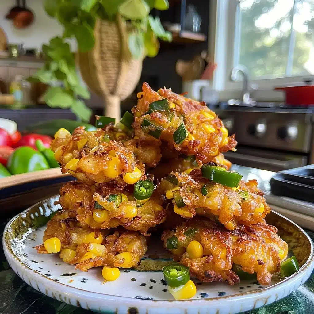 Plate of crispy jalapeño popper corn fritters served as a tasty appetizer.