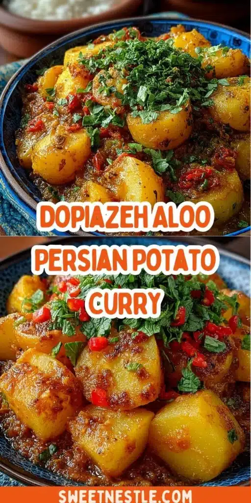 Delicious Dopiazeh with Potatoes served in a traditional dish