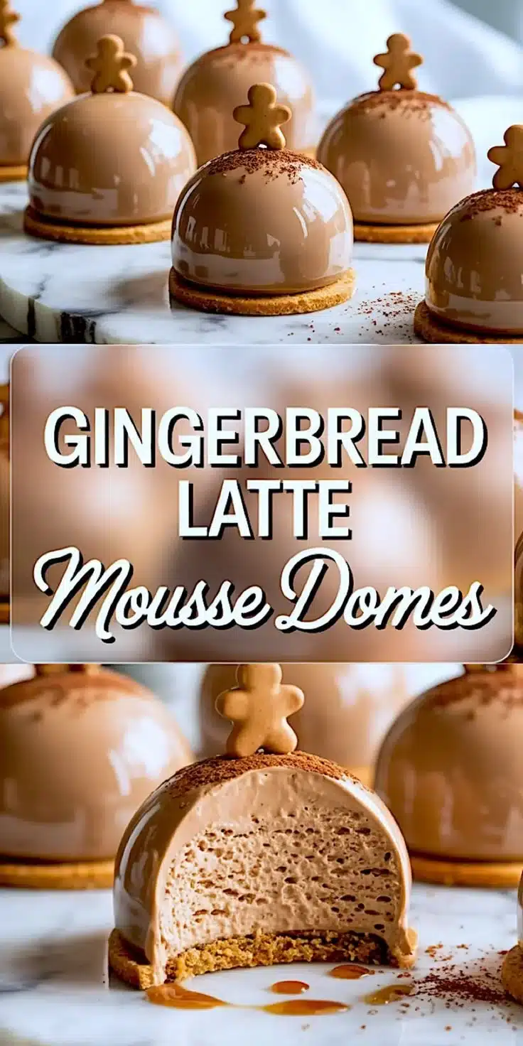Gingerbread Latte Mousse Domes 1 Gingerbread Latte Mousse Domes topped with whipped cream and spices.