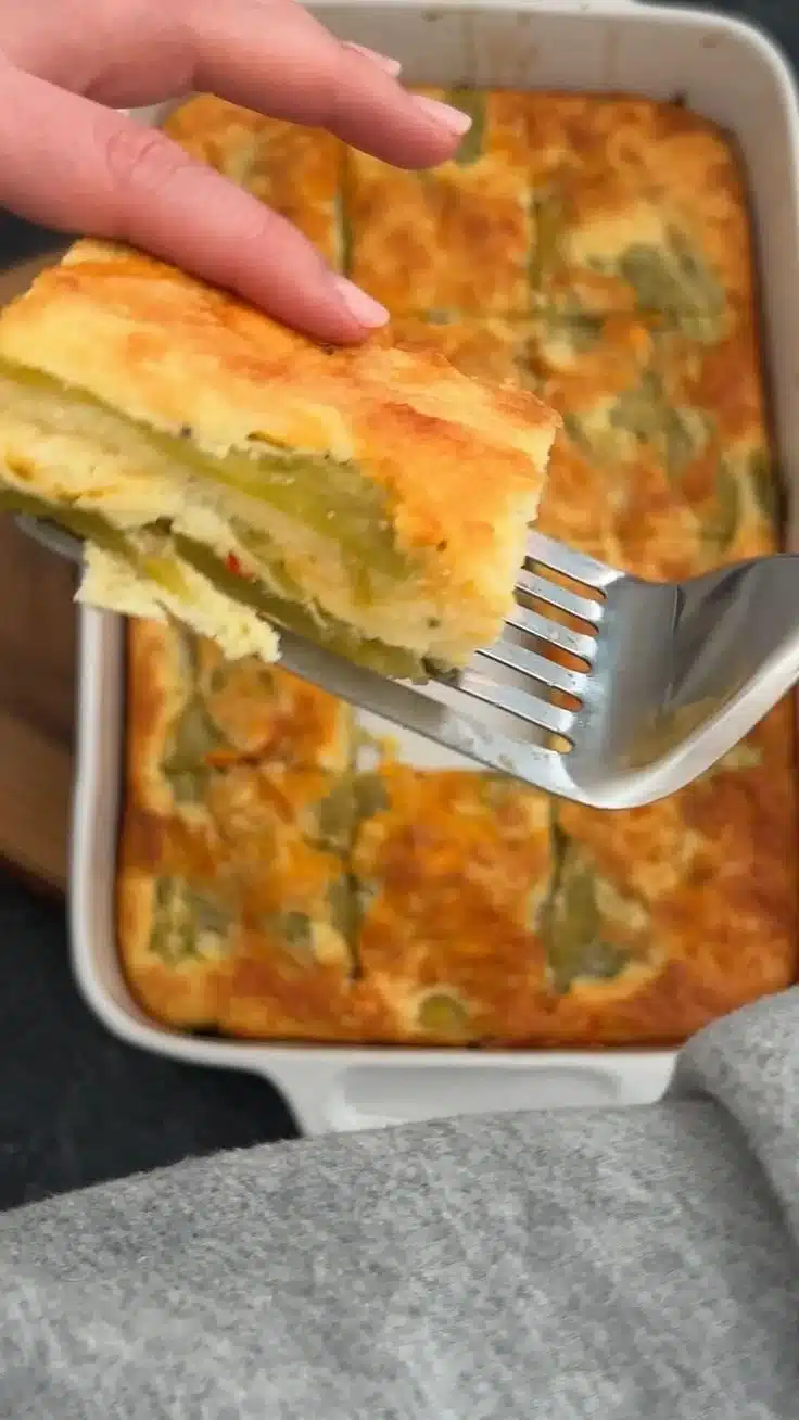 Hatch Chile Relleno Casserole 1 Hatch Chile Relleno Casserole served in a baking dish