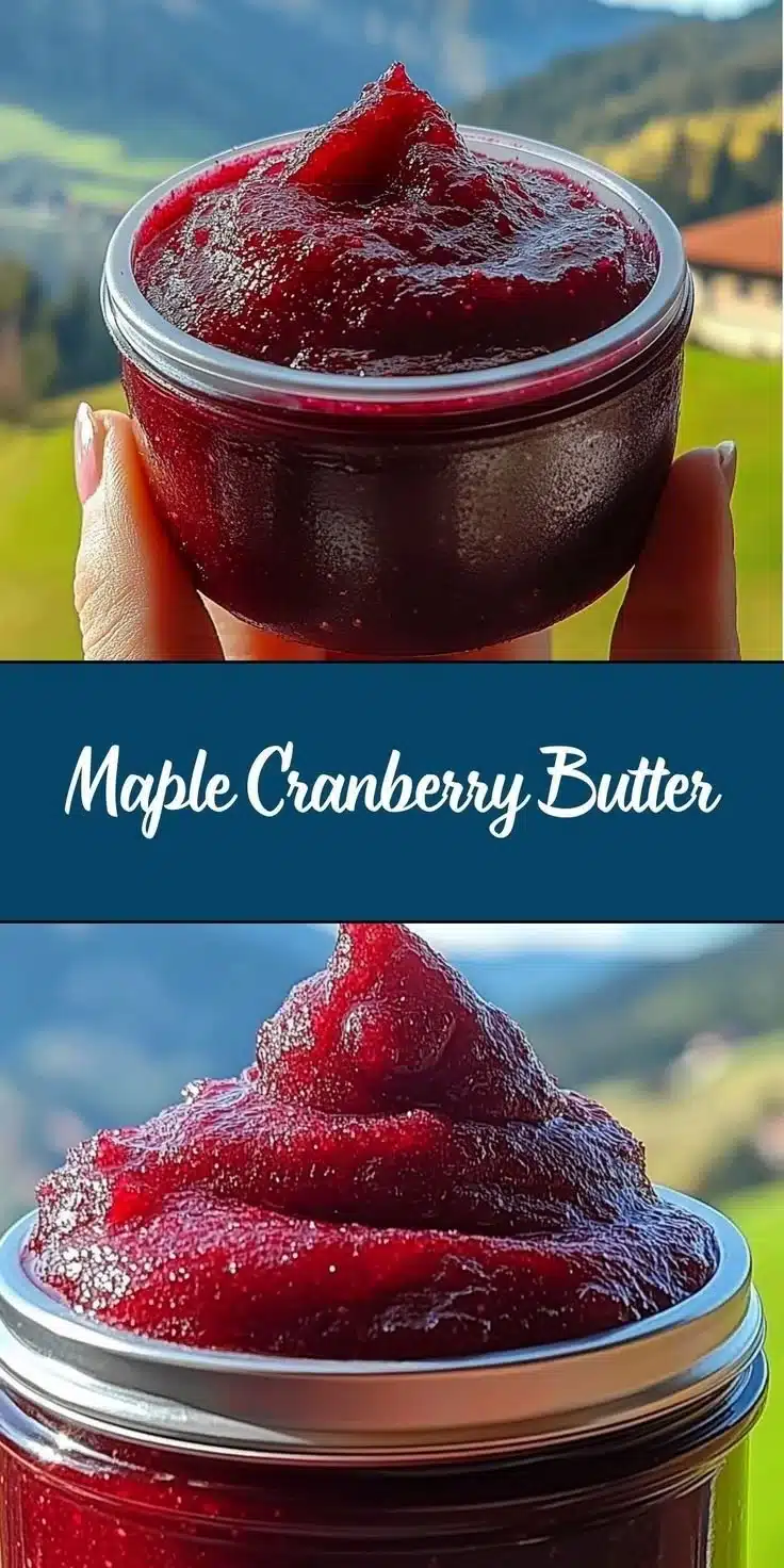 Maple Cranberry Butter 1 Jar of homemade Maple Cranberry Butter with cranberries and maple syrup