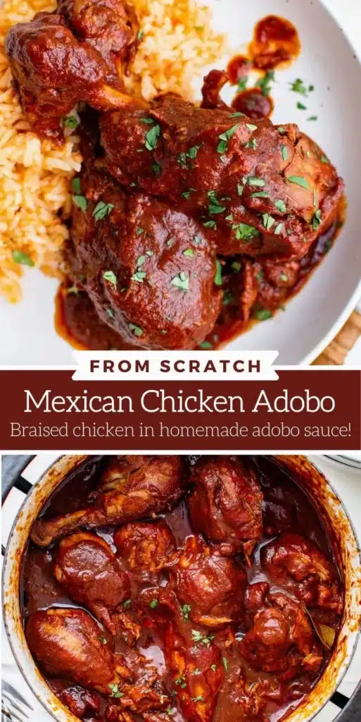 Delicious plate of Mexican Chicken Adobo with vibrant spices and herbs