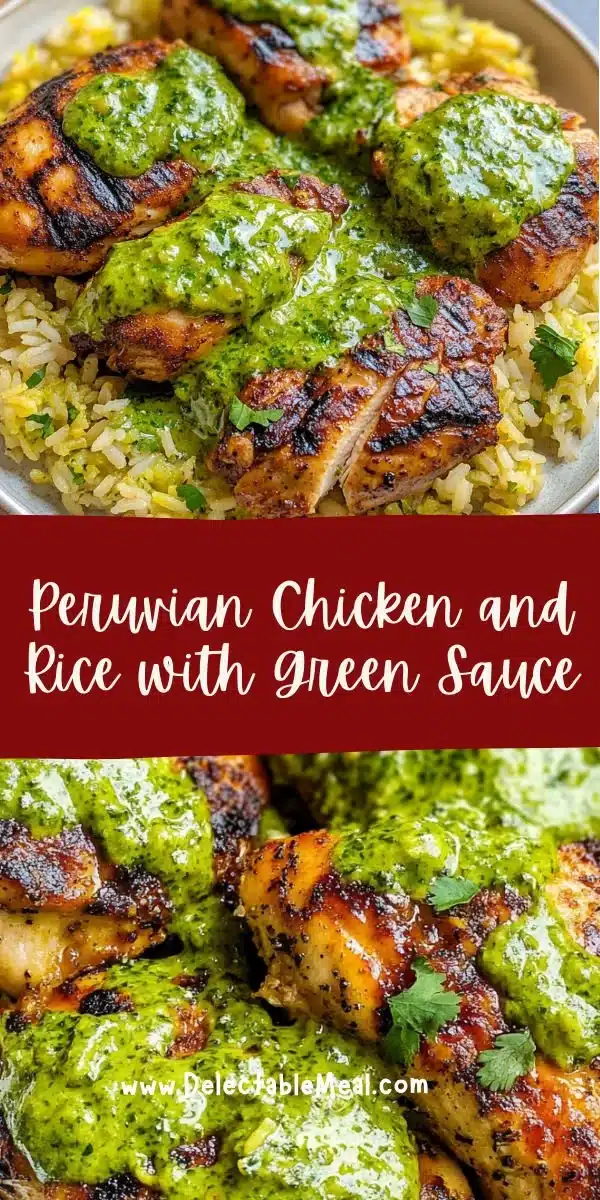 Peruvian Chicken and Rice with Green Sauce 1 Plate of Peruvian chicken served with rice and green sauce