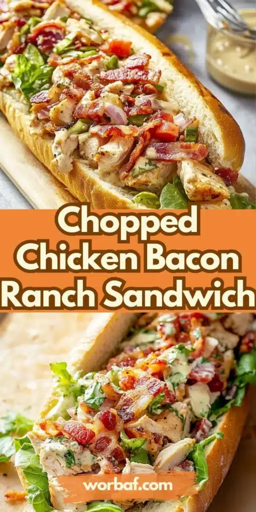Savory chicken bacon ranch sub loaded with chopped chicken and crispy bacon