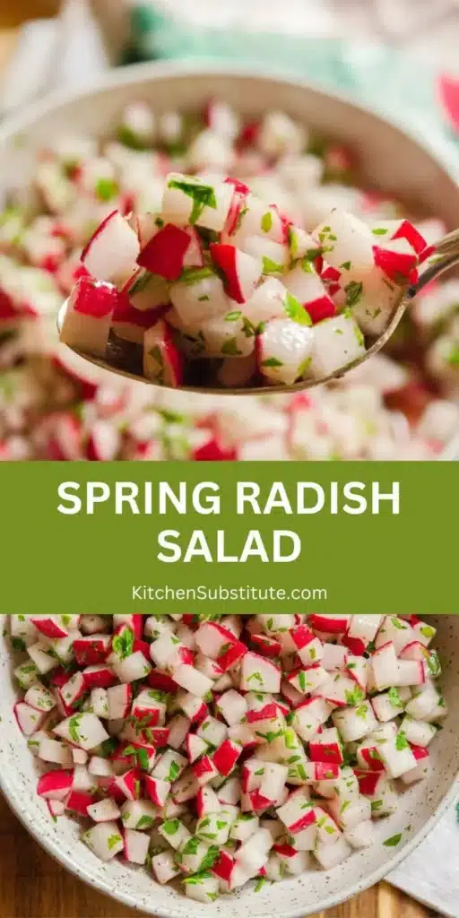 Vibrant spring radish salad with fresh vegetables and herbs