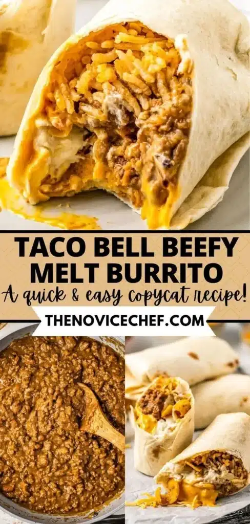 Taco Bell Beefy Melt Burrito with beef, cheese, and creamy sauce