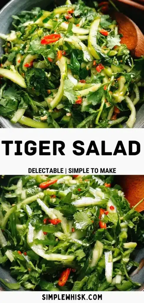 Delicious and colorful Tiger Salad with fresh ingredients in a bowl