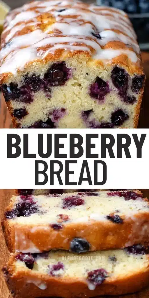 Freshly baked Blueberry Bread with plump blueberries and a golden crust