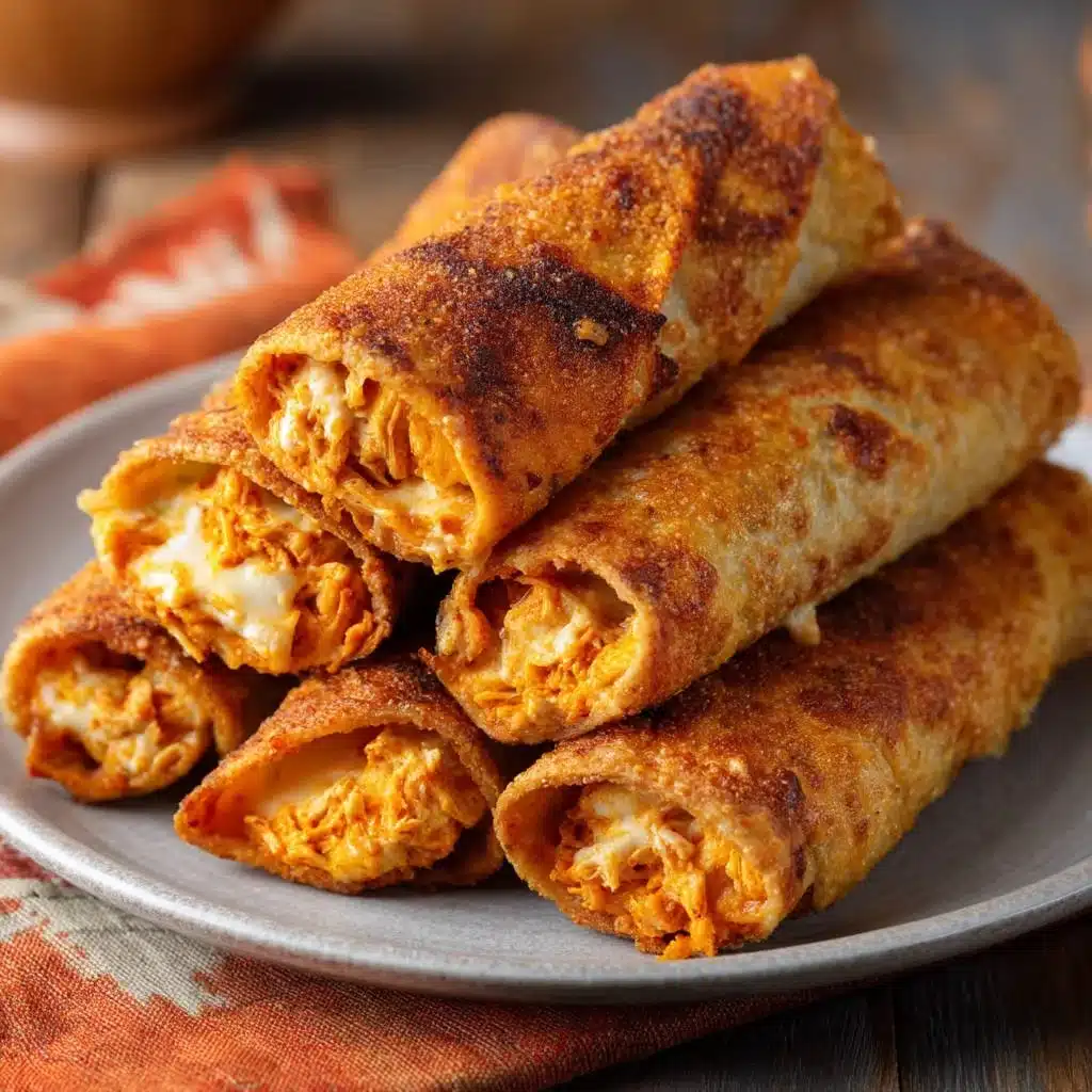 Crispy Buffalo Chicken Egg Rolls served with dipping sauce