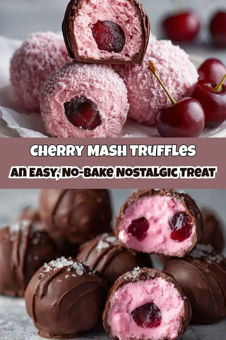 Delicious homemade Cherry Mash Truffles with chocolate and cherry filling