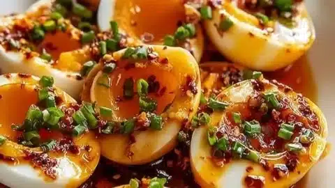 Chili Garlic Deviled Eggs with a spicy twist for a flavorful appetizer