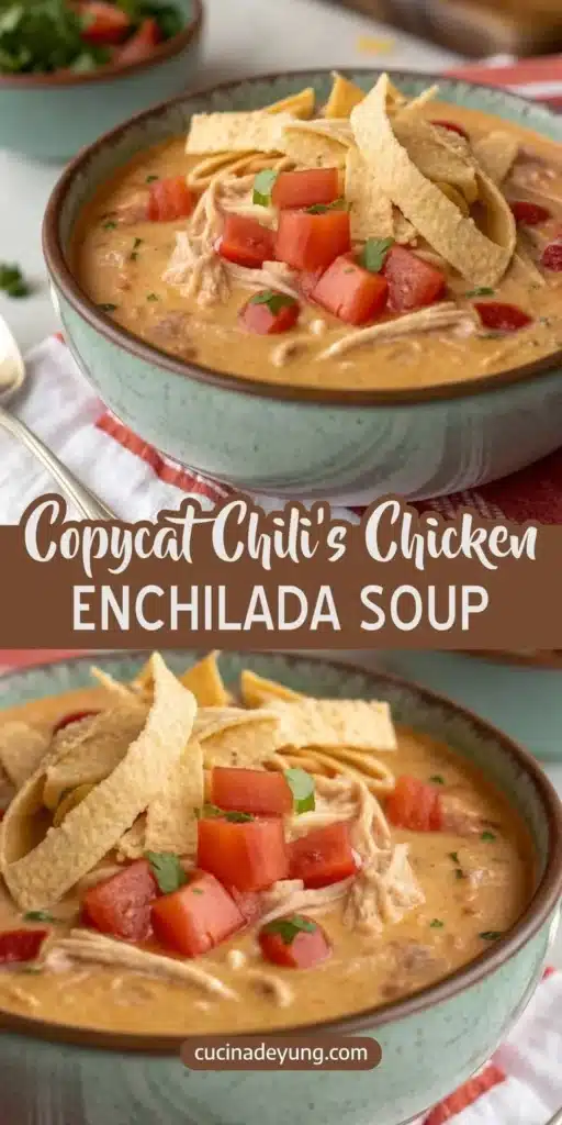 Bowl of creamy Chicken Enchilada Soup topped with cheese and cilantro