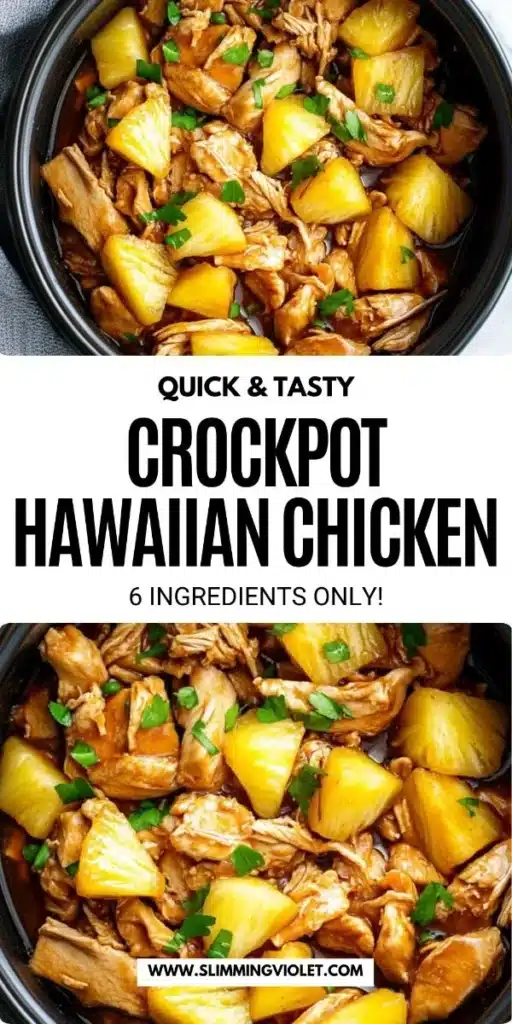 Crockpot Hawaiian Chicken recipe served with rice and pineapple