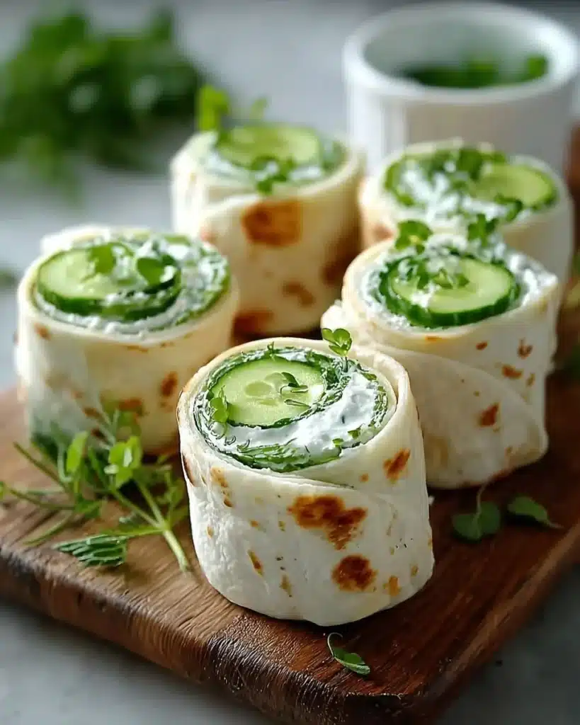 Healthy cucumber cottage cheese wraps with fresh ingredients and vibrant presentation